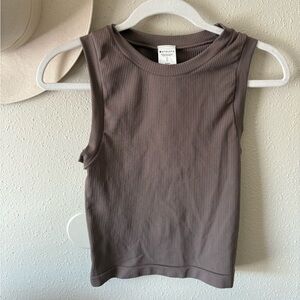 Athleta Brown Tan Sleeveless Fitted Muscle Tee